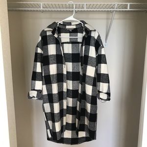 Heavyweight black & white plaid jacket